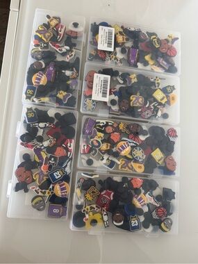 216 croc charms (6x 36) Basketball-themed  - Purple, Yellow, Black- Brand New